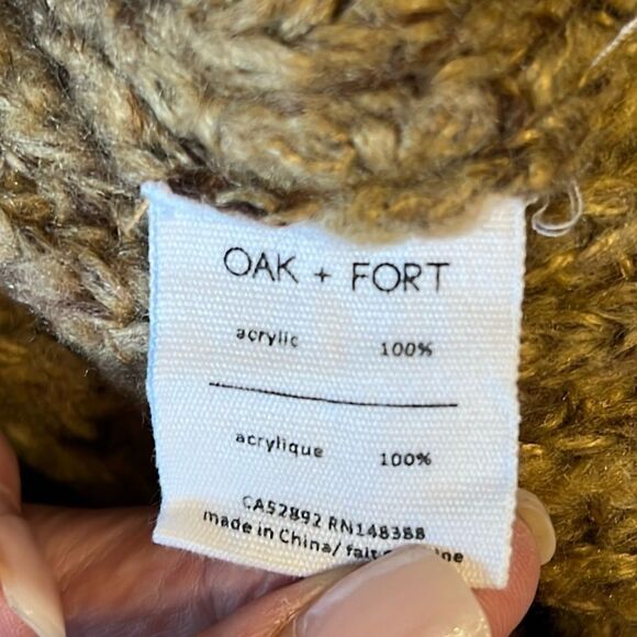 Oak & Fort Brown/Camel Drop Shoulder Crew Neck Boxy Cropped Sweater Size S - Picture 10 of 10